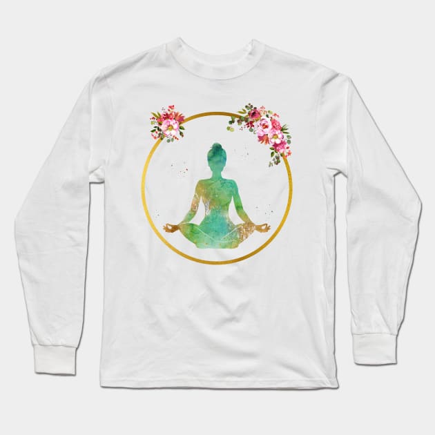 Yoga meditation Long Sleeve T-Shirt by erzebeth